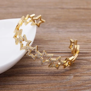 AIBEF New Arrived Star Shape Crystal Cuff Bracelet for Women Gold Cute Casual Girls Bangles Accessories Jewelry Dropshipping