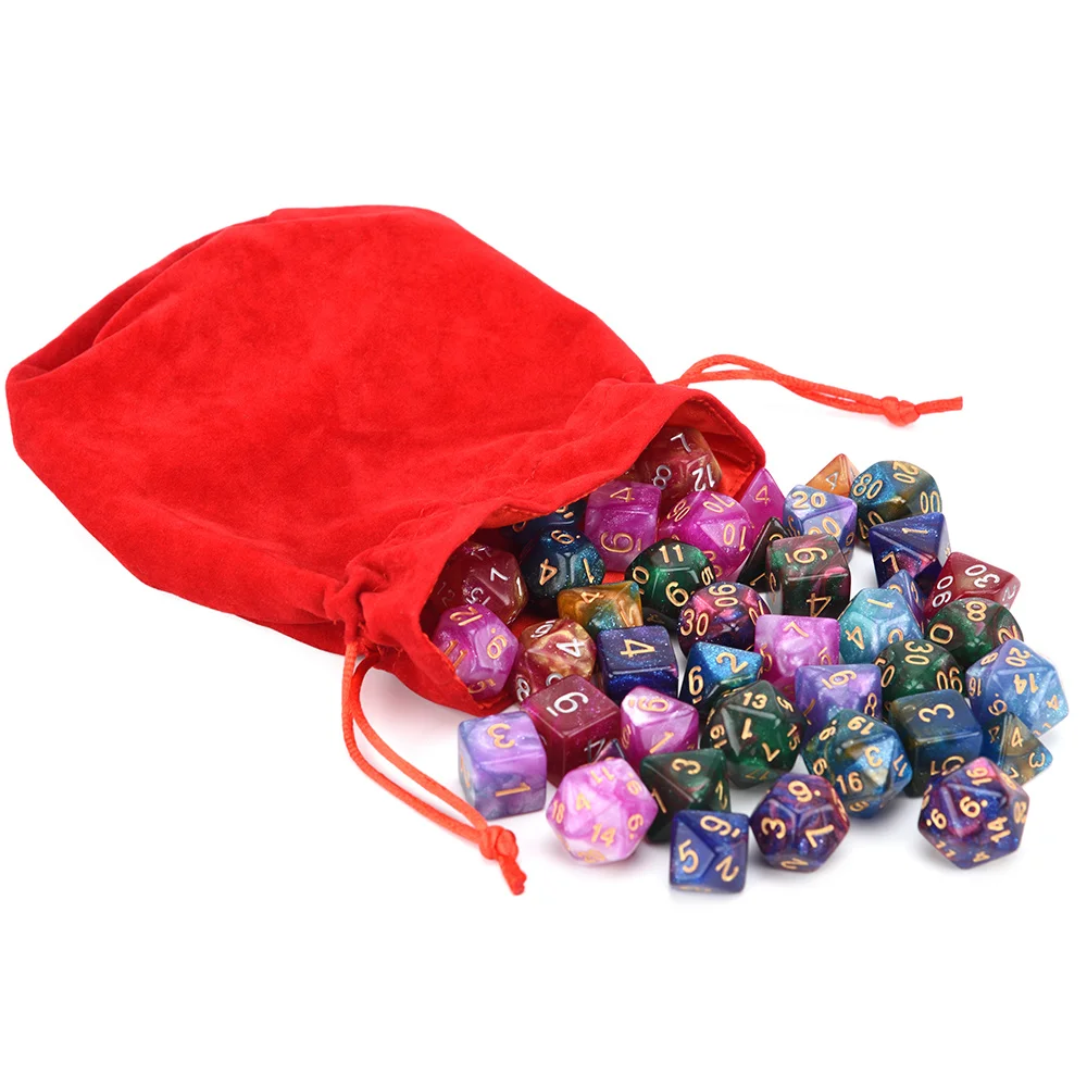 

42pcs Nebula Dice Set Polyhedral for DnD Tabletop RPGs Games D4 D6 D8 D% D10 D12 D20 Dragon Eye Bag and Drawstring Bag