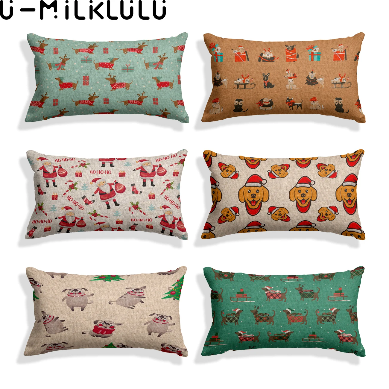 

Dachshund Dog Merry Christmas Xmas Tree Pillow Cover 30X50 Pillowcase for Living Room Linen Cushion Cover 2022 Happy New Year