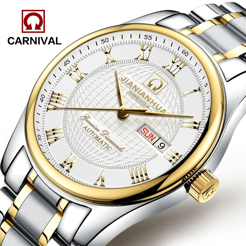 Enlarge Carnival Brand Military Watch Fashion Luxury Waterproof Gold Dress Automatic Mechanical Watches For Men Clock Relogio Masculino