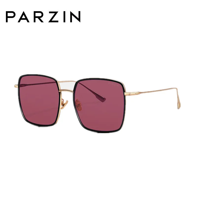 PARZIN New Sunglasses Women Big Metal Frame Sun Glasses For Women Fashion Colorful Ladies Shades Eyewear 8280 - Lenses Color: Purple