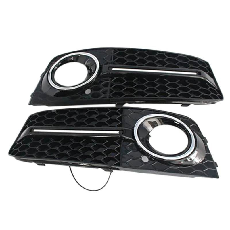 

Car Front Fog Light Grille Flowing LED Daytime Running Light Turn Signal Lamp Mesh Cover Grilles For- A4L B8 08-12