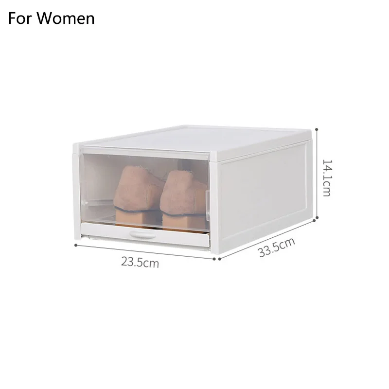 For women Штабелируемый ящик для обуви для мужчин и женщин толстый прозрачный флип в сборе органайзер для хранения обуви пыленепроницаемый пластиковый ящик шкафчик для обуви - Цвет: For women