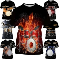 new fashion musical instrument drum 3d printing t shirt short sleeve fashionable shirt hip hop casual tops t shirt