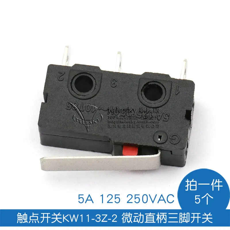 Контактный кнопочный выключатель микропереключатель прямой хвостовик с тремя