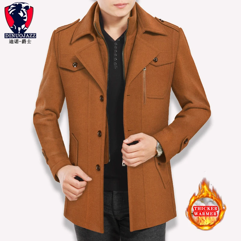 gold Vertical zipper Новинка, мужское шерстяное пальто, зимнее пальто, мужское кашемировое зимнее утепленное длинное теплое пальто - Цвет: gold Vertical zipper
