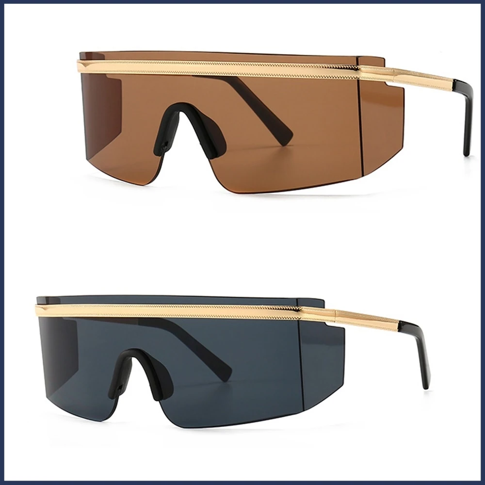 

New One-piece Retro Sunglasses Men and Women Fashion Sunglasses anti-UV Eyeglasses Model Photo Beach Outdoor Sun Protection