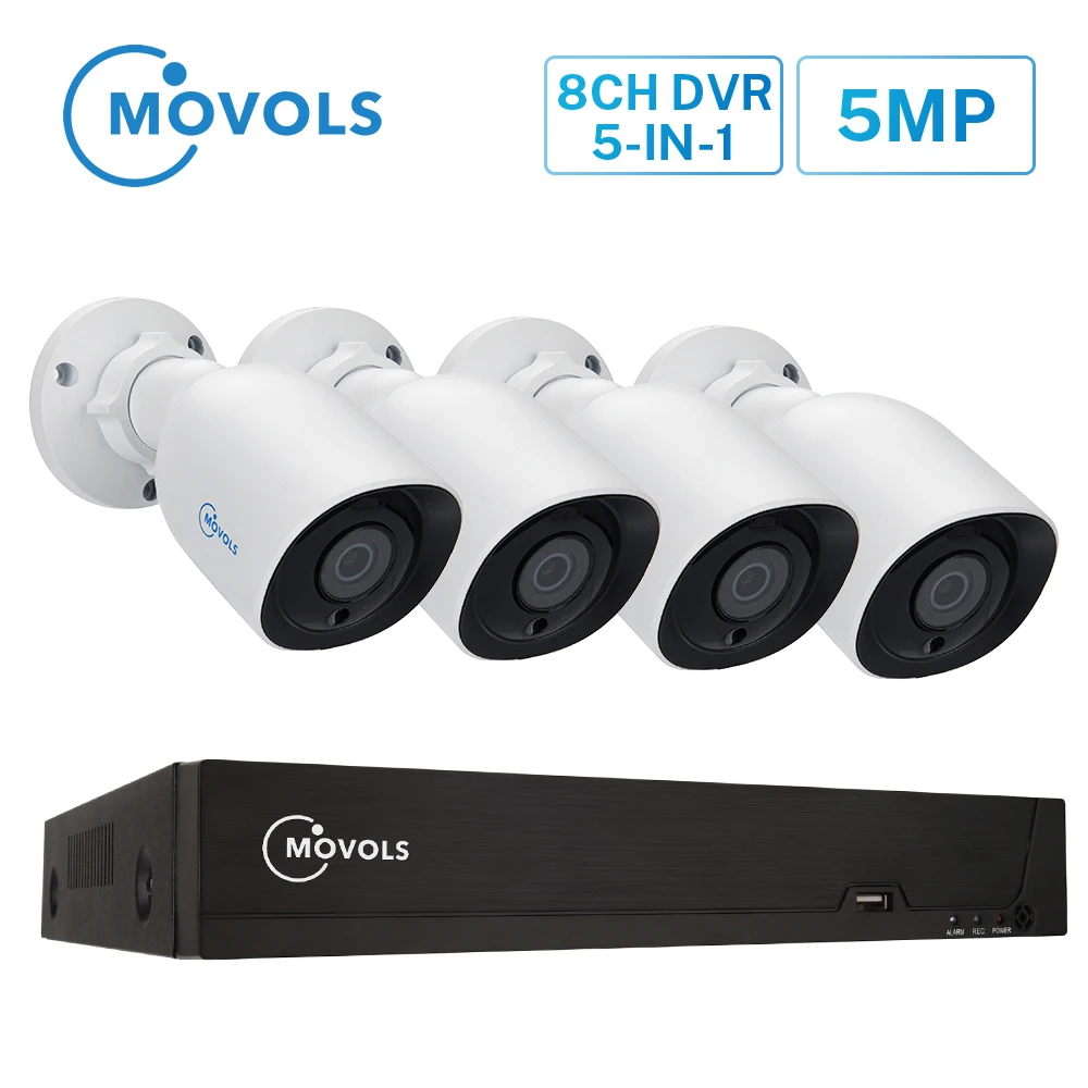 Камера видеонаблюдения MOVOLS 4 шт. HD 5 МП H.265 DVR функция ночного видения|Система