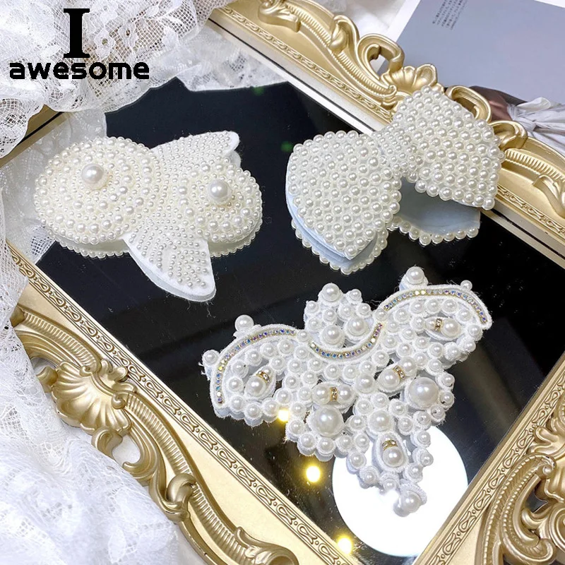 

DIY Elegant White Beading Bow Bridal Wedding Party Shoes Accessories For high Heels Flats Slipper Shoe Decorations flower