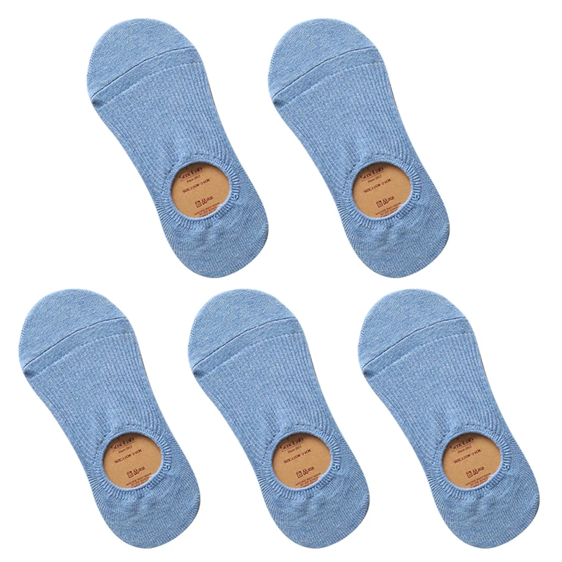 style H 5 pairs 5 пар однотонных носков женские лодочные носки невидимые Хлопковые женские весенне-летние модные неглубокие силиконовые носки-Тапочки - Цвет: style H 5 pairs