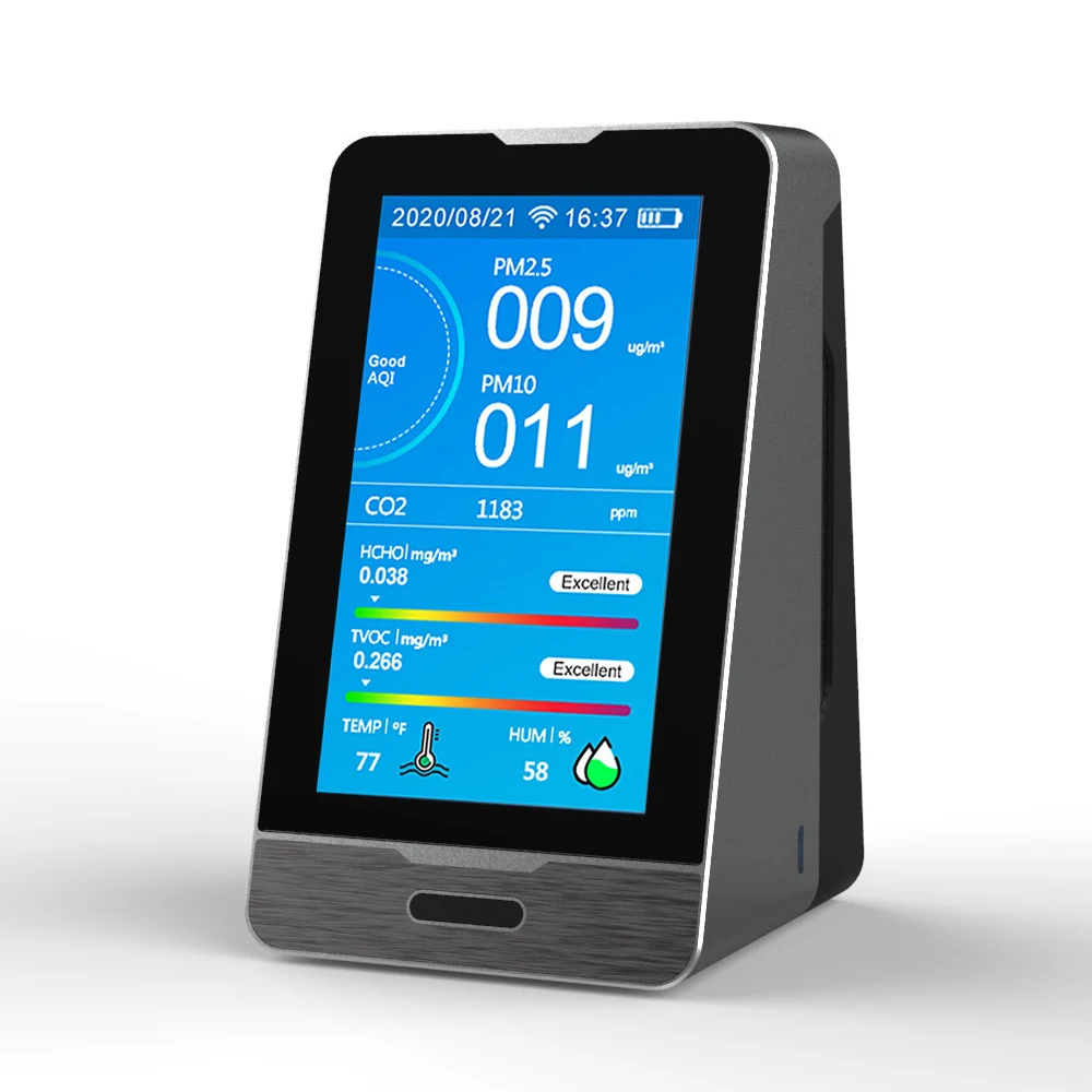 

TUYA WIFI 4.3 Inch LED Display Portable PM2.5 PM1.0 PM10 Temperature Humidity CO2 HCHO TOVC Detector Intelligent Detect Tool