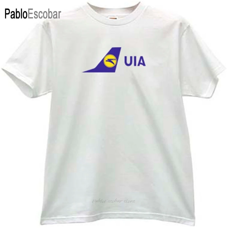 Летняя хлопковая футболка Мужская брендовая UIA Ukraine International Airlines белая мужская