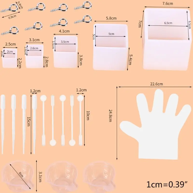 

1Set Crystal Epoxy Resin Mold Jewelry Pendant Casting Mould Handmade DIY Crafts Cubic Dried Flowers Making Tools