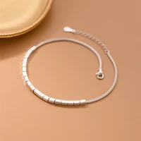 925 sterling silver rectangular geometry anklet female bracelet on the leg chain woman jewelry summer accessories gift