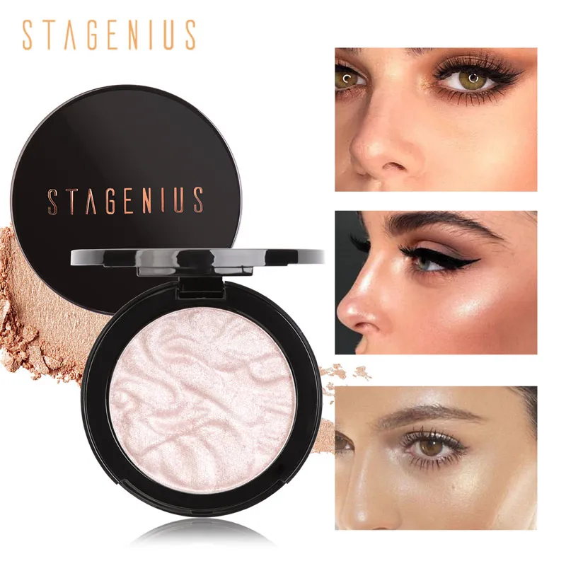 

STAGENIUS 4 Colors Baked Highlighter for Face Powder Baked Cheek Bronzer Make Up Blusher Highlight Palette Maquillage