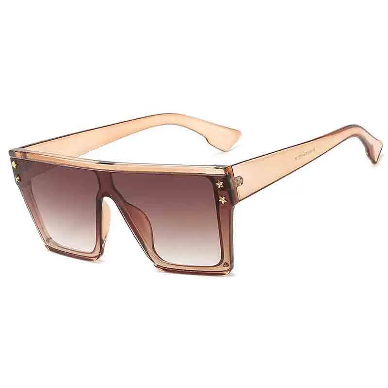 

New Square Sun Glasses Men Women Fashion Metal Rivet Solid Color Big Frame Sunglasses Gradient Eyeglasses UV400