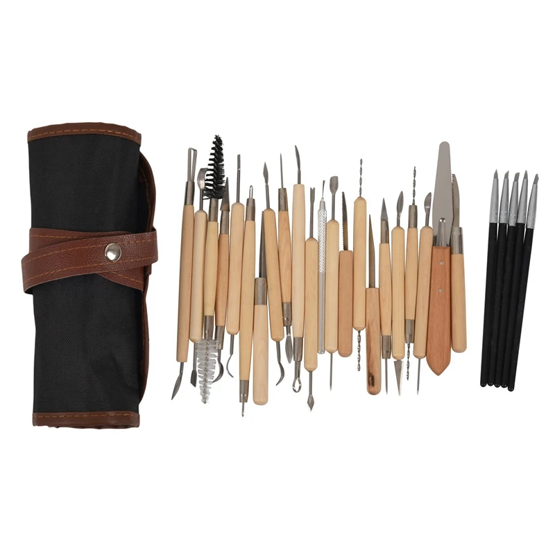 

28Pcs Arts Crafts Clay Sculpting Tools Set Modeling Carving Tool Kit Pottery & Wooden Handle Modeling Clay Tools