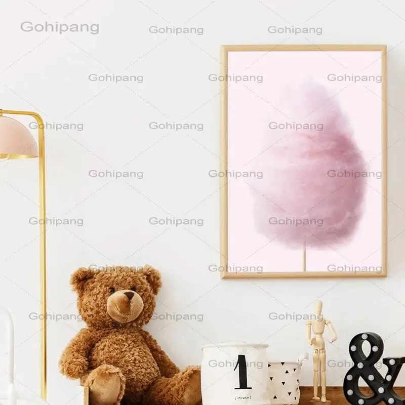 Розовый пончик плакат для детской декорации пастельный розовый хлопок конфетные