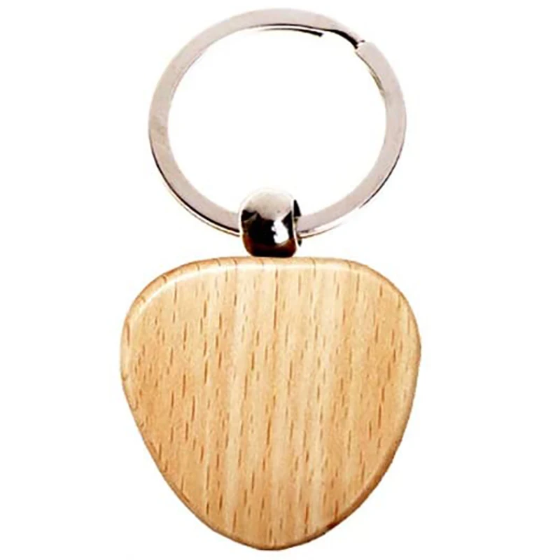 60Pcs Blank Heart Wooden Key Chain DIY Promotion Keychain Keyring Pendant Tags Promotional Gifts
