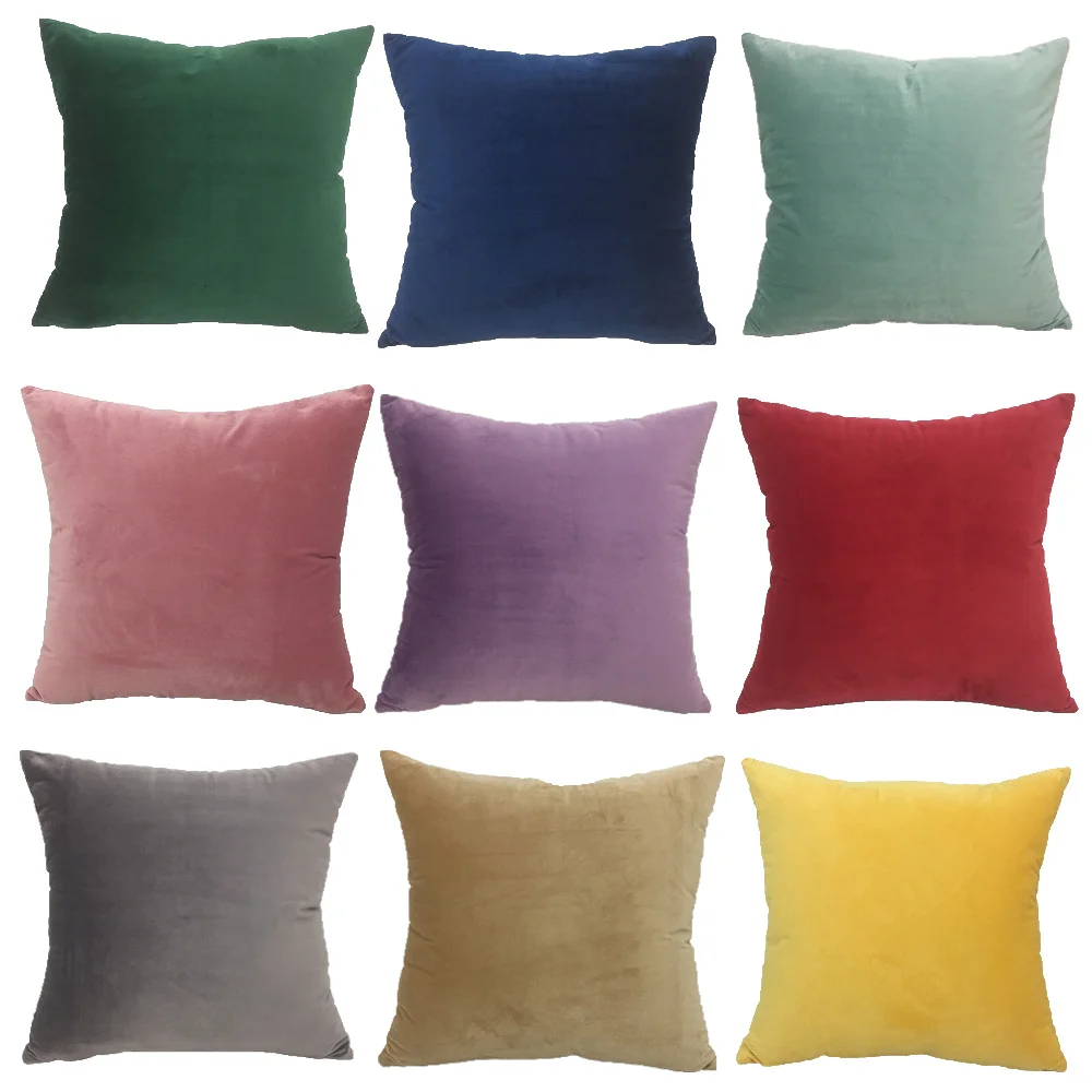 

Solid Velvet Decorative Cushion Cover Throw Pillow Case 45x45cm Pillowcase Home Decor For Sofa Seat Pillows Cover 3 Size Large