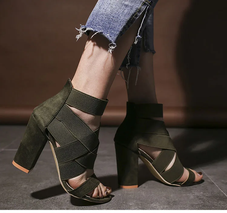 JT-7711-green Новое поступление; женские туфли-лодочки; пикантные женские босоножки; обувь с перекрестными ремешками; женские босоножки на блочном каблуке; Свадебная обувь для невесты; женская обувь - Цвет: JT-7711-green