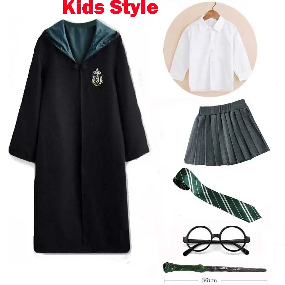 Kids Style 3 Gryffindor Hufflepuff Slytherin Ravenclaw костюм Гермионы Грейнджер Косплей халат юбка очки Униформа костюм для Хэллоуина - Цвет: Kids Style 3