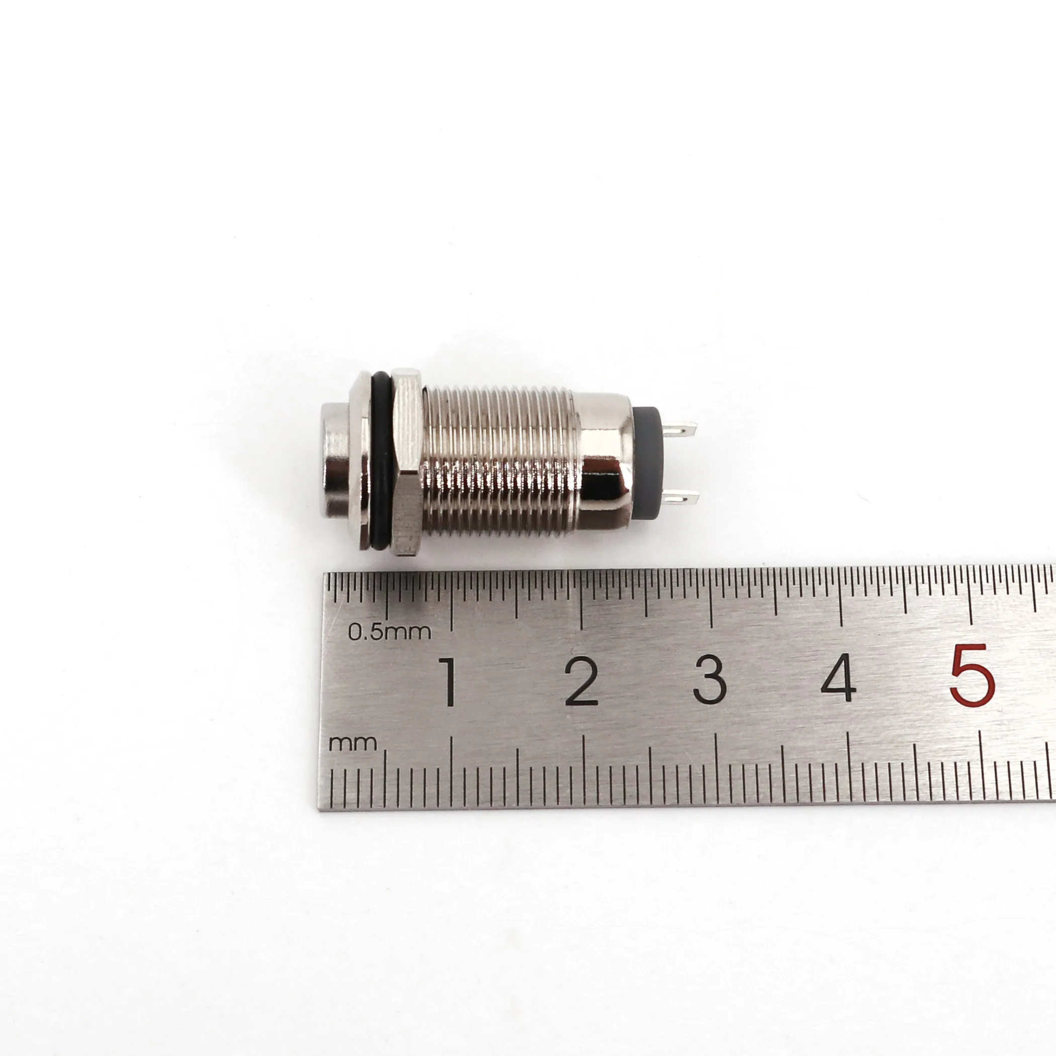 Металлический водонепроницаемый кнопочный переключатель 12 мм с фиксацией 2Pin SPST