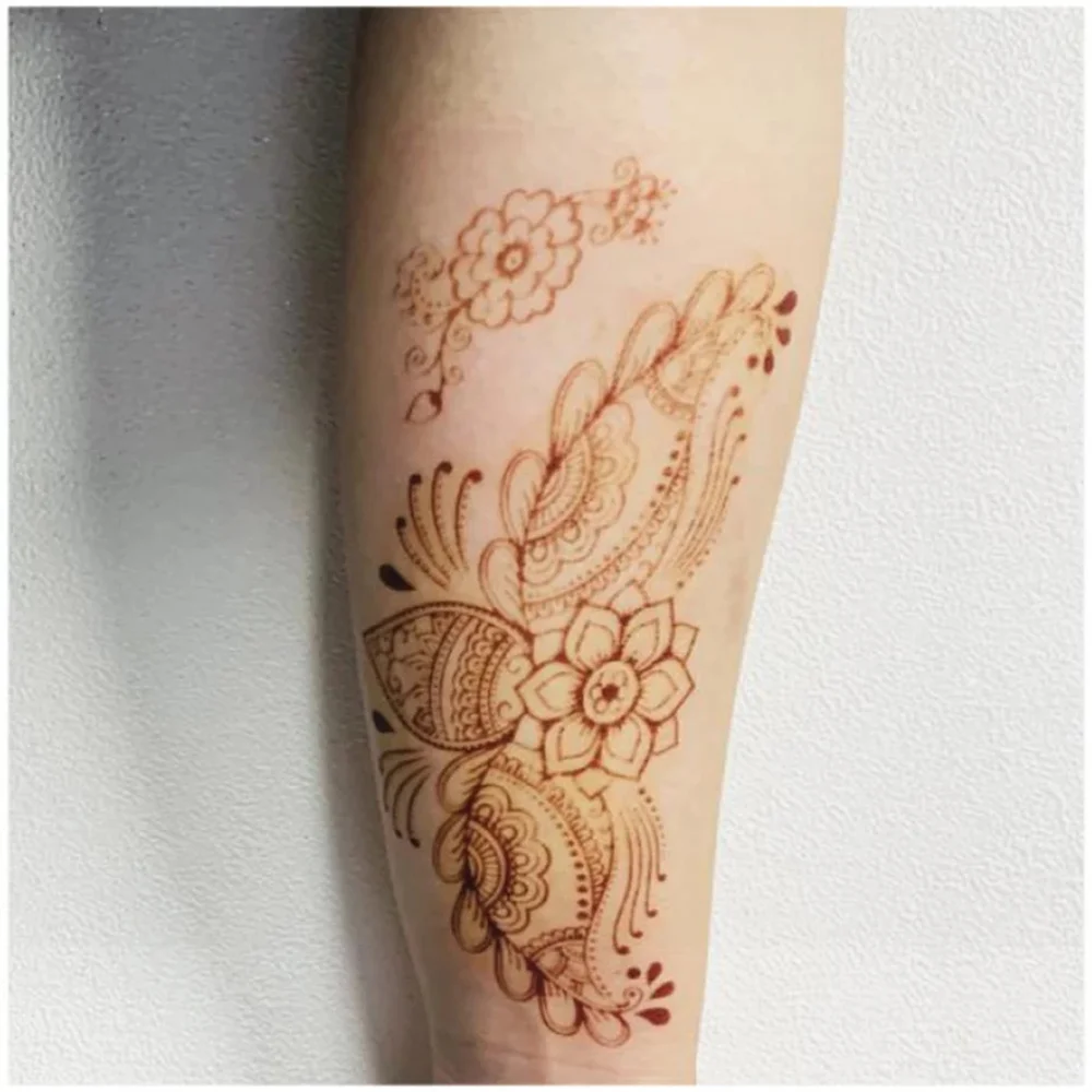 Indian Henna Rose Lace Flower Tattoo Stencil Women Diy Body Legs Arm Art Airbrush Painting Mandala Tattoo Stencil Templat