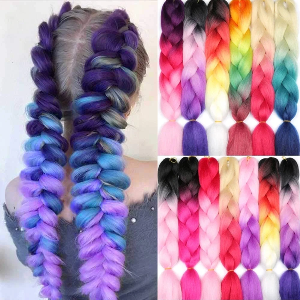 

Kong&Li 24 Inch 110 Color Jumbo Braiding Hair Pre Stretched Afro Ombre Synthetic Hair Braid Extension For Box Twist Braids