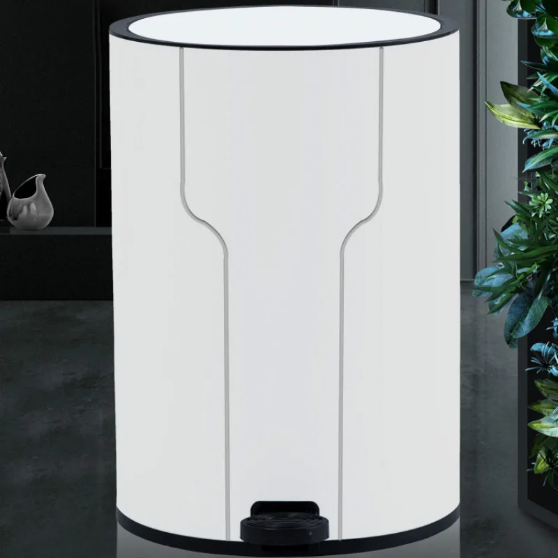 

Комнатная белая мусорная корзина с крышкой, круглая Водонепроницаемая креативная мусорная корзина для ванной комнаты, дома Kosz Na Smieci, товары...