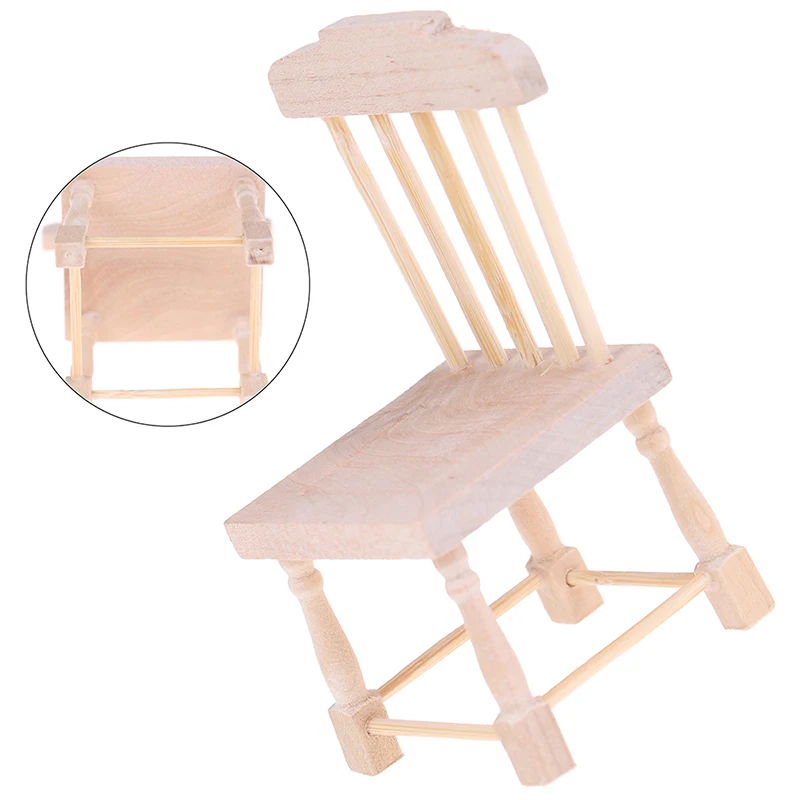 

1:6 1:12 Miniature Dollhouse Mini High Table Chair Doll House Furniture Pretend Play Toys Accessories Decoration Wooden