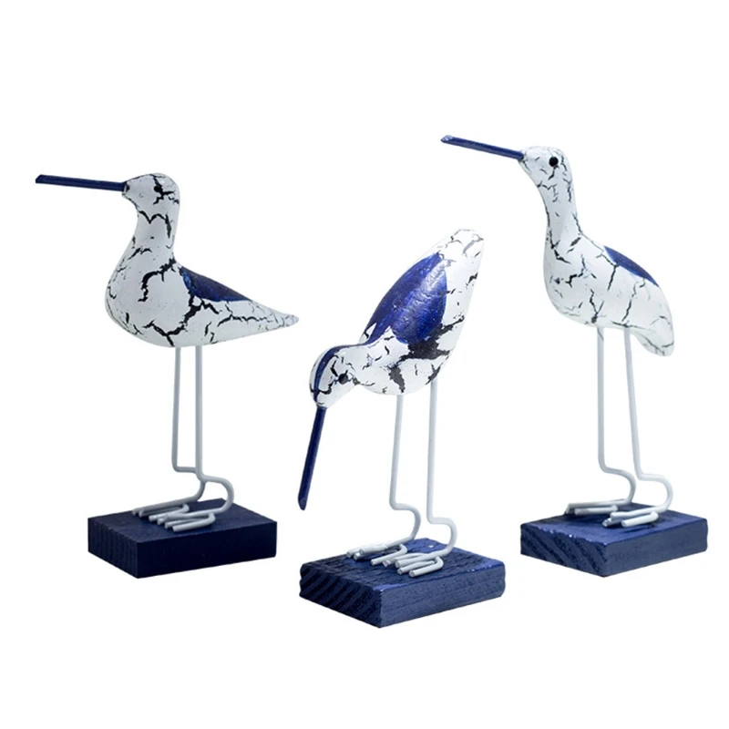 

Sea Bird Sculpture Wooden Seabirds Ornaments Home Coastal Beach Mediterranean Art Crafts Wedding Party Decoration