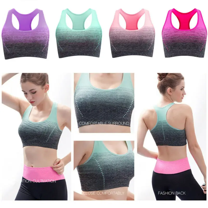 2020 Women Ladies Sports Running Bra Crop Top Vest Stretch Bras Padded Fitness Workout Underwear |