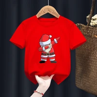 dabbing santa merry christmas red kid t shirts children baby black harajuku kawaii clothes boy girl tops gift present drop ship