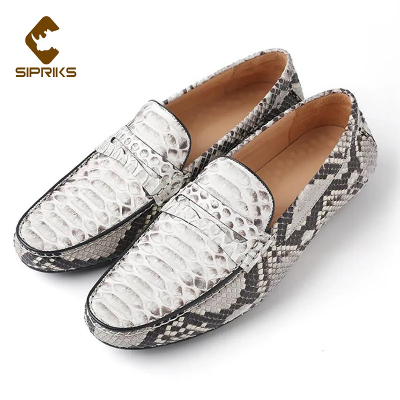 Sipriks брендовые оригинальные лоферы из кожи питона Мужская комфортная обувь для