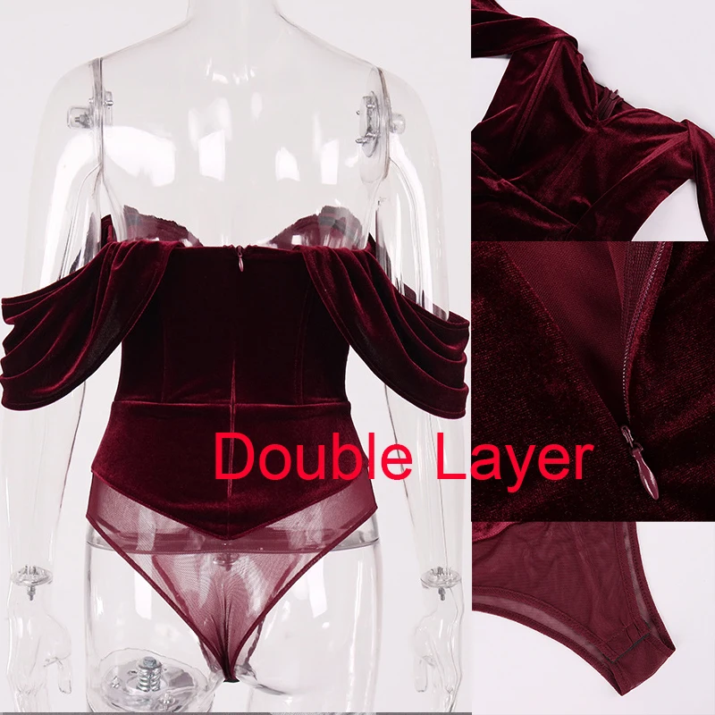 

Giyu Sexy Velvet Bodysuit 2021 Summer Rompers Womens Jumpsuit V-neck Off Shoulder Bodycon Overalls Off Shoulder One Piece