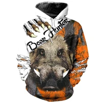 wild boar rhino dog hunting rabbit 3d printing mens hoodie hunting hunter ladies sweatshirt casual hip hop shirt clothing