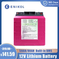 enikol 22ah li ion rechargeable battery 12v lifepo4 battery pack with bms 80ah waterproof for kids scooter rv campers off road