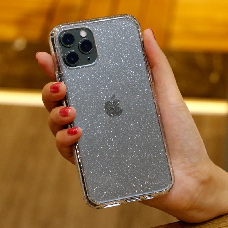 Блестящий жесткий чехол для телефона iPhone 13 прозрачный зеленый розовый Жесткий