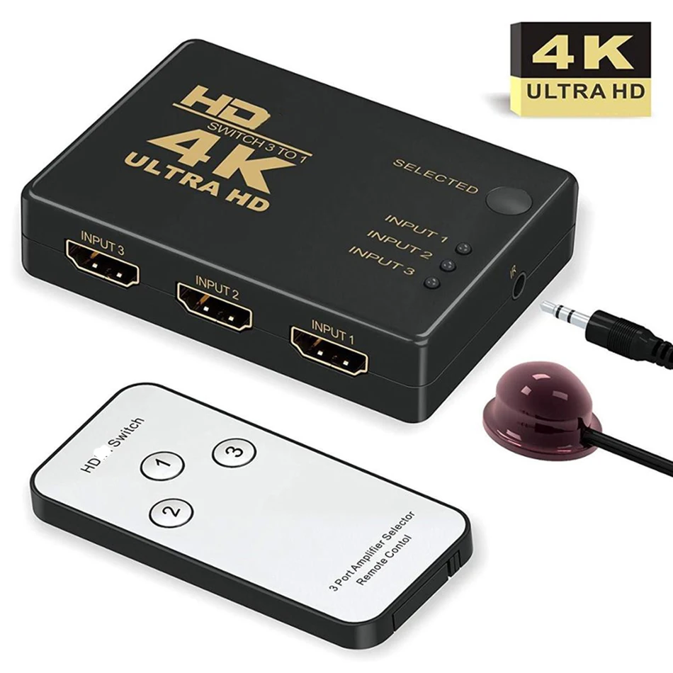 

HDMI-совместимый коммутатор 3 в 1 для HD TV DVD TV BOX 4K адаптер конвертер переключатель сплиттер с пультом дистанционного управления