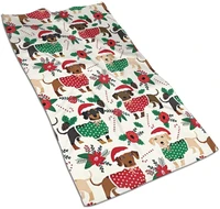 christmas cute dachshund kitchen towel 17 5 x 27 5 inch microfiber towel cloth to wipe tableware and oil
