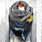 Женский хлопковый шарф на пуговицах, с принтом кота и звездным небом