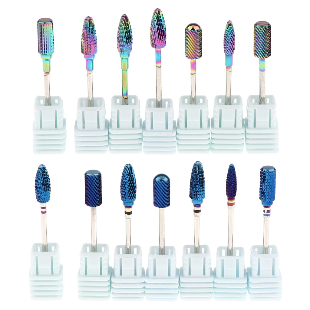 7x набор сверл для ногтей с грубой тонкой степенью акриловых УФ гелей удаления