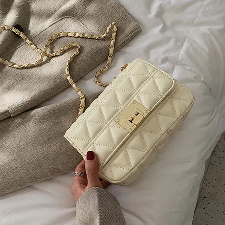 

Female Crossbody Bags For Women 2020 Quality PU Leather Luxury Brand Handbags Designer Ladies Chains Lock Shoulder Messenger Bag
