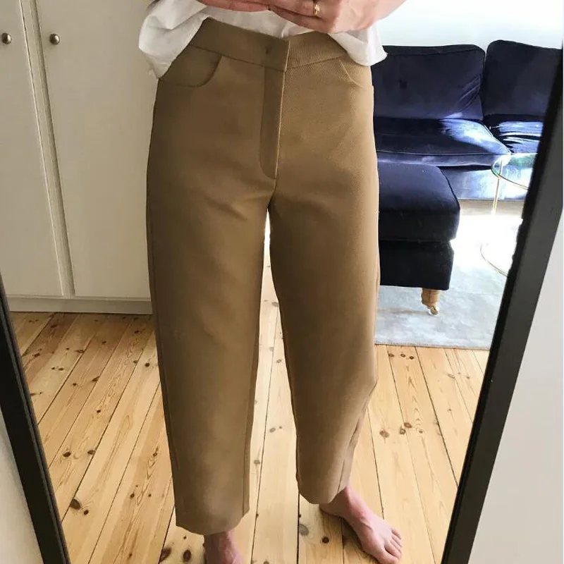 

Spring and autumn women's pants casual solid color high waist pants