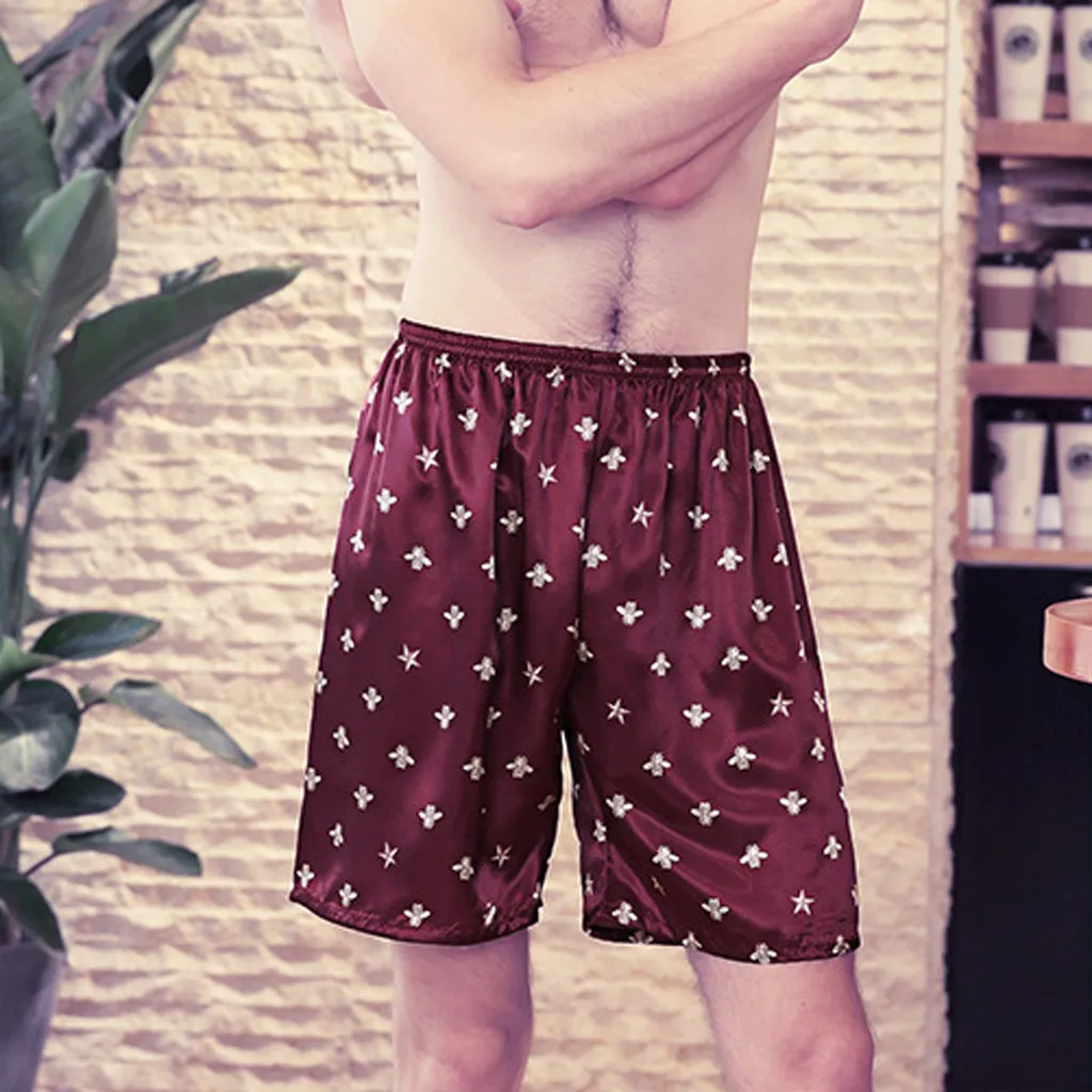 Мужские атласные шорты пижамы домашняя одежда нижнее белье летняя Домашняя