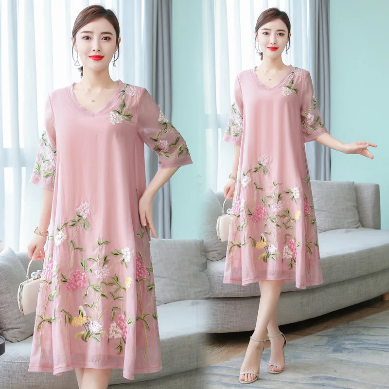 Женское платье с цветочной вышивкой в стиле ретро роскошное большого размера 4XL