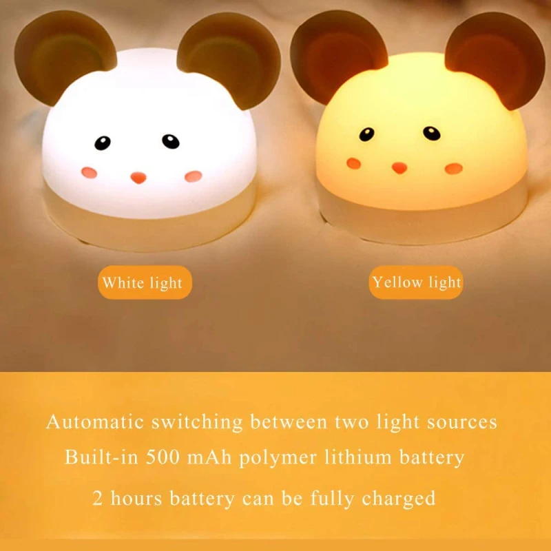 

Cute Grunt Rat LED Digital Alarm Clock Electronic USB Mouse Night Lamp Desk Clock Cold And Warm Light Source Home Decoration