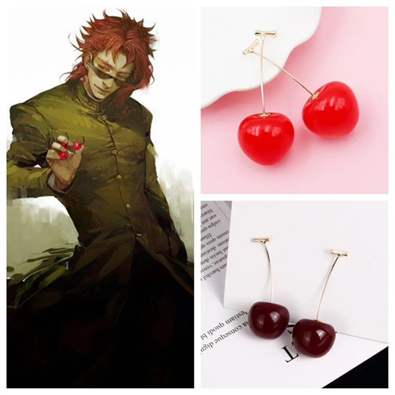 Серьги гвоздики с аниме JOJO's wonderful adventure cosplay Kakyoin Noriaki Cherry|Реквизит для костюмов| |