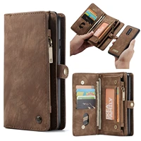 universal luxury fashion business wallet leather flip phone case for oneplus 7 pro credit card zipper bag phone pouch cover